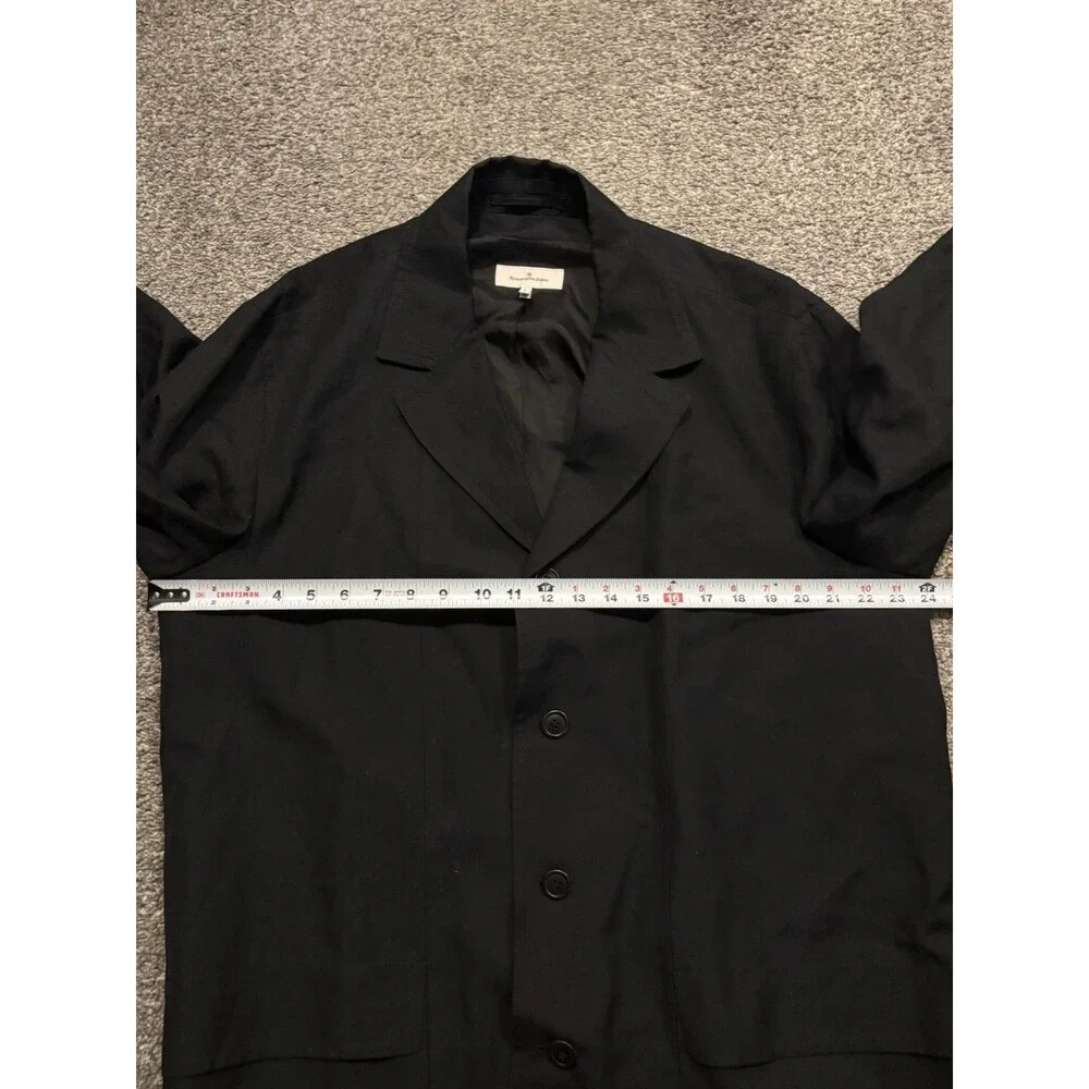 Ermenegildo Zegna Trench Coat Size 52 Black Linen Lyocell Large